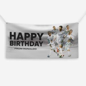 ZNOR Cristiano Ronaldo Real Madrid Birthday Banner | Football Fan Gift & Party Decor