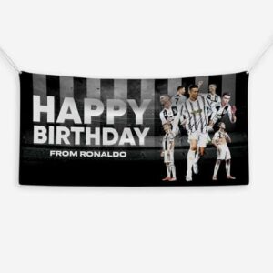 ZNOR Cristiano Ronaldo Juventus Birthday Banner | Football Fan Gift & Party Decor